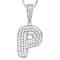 CZ Initial P Bubble Letter Pendant Necklace In Sterling Silver 1.65ctw