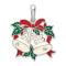 Sterling Silver Polished Enameled Bells and Holly Pendant