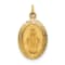 14K Yellow Gold Solid Polished and Satin Small Oval Miraculous Medal Pendant