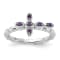 Rhodium Over Sterling Silver Stackable Expressions Cross Amethyst Ring 0.10ctw