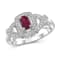 Red Ruby with White Diamond Accent Rhodium Over Sterling Silver Ring 0.60ctw