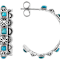 Turquoise Southwest Inspired Oxidized Sterling Silver Hoop Earrings 2.5mm