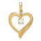 14k Yellow Gold Lab Created Opal and Diamond Heart Pendant