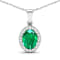 Green Zambian Emerald and White Diamond 14K White Gold Pendant with 18
inch Cable Chain 1.65ctw