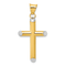 14k Yellow Gold and Rhodium Over 14k Yellow Gold 3D Cross Pendant