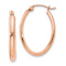 14k Rose Gold 15/16" Polished Half-Round Oval Hoop Earrings
