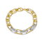 Pave CZ Link Chain Bracelet In 14K Gold Over Brass