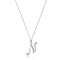 10K White Gold Script White Diamond Initial Letter N Pendant With Chain, 0.02ctw