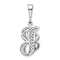 Rhodium Over 14k White Gold Solid Polished Script Filigree Textured
Letter J Initial Pendant