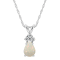 7x5mm Pear Shape Opal with Diamond Accents 14k White Gold Pendant With Chain