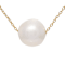Large Freshwater Pearl Solitaire Pendant Necklace In 18K Gold Over Bronze