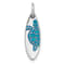 Rhodium Over Sterling Silver Polished Blue Enamel Turtle Surfboard Pendant