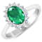 1.75ctw Green Emerald and Diamond 14K White Gold Halo Ring