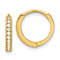 14k Yellow Gold Polished and Textured Cubic Zirconia 1/2" Hinged
Huggie Hoop Earrings