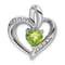 Rhodium Over 14k White Gold Peridot and Diamond Heart Pendant
