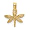 14k Yellow Gold Textured Mini Dragonfly with Solid Wings Pendant
