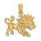 14k Yellow Gold 3D Textured Large Leo Zodiac pendant