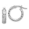 Rhodium Over 14k White Gold Satin and Diamond-Cut 11/16" Hoop Earrings