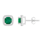 5mm Cushion Created Emerald And Created White Sapphire 10k White Gold
Halo Stud Earrings