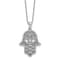 Rhodium Over Sterling Silver Polished Cubic Zirconia Hamsa Necklace