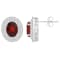 8x6mm Oval Garnet And White Topaz Accent Rhodium Over Sterling Silver
Double Halo Stud Earrings