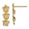 14k Yellow Gold Textured Triple Flower Dangle Earrings