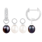 7-8mm White Black Cultured Freshwater Pearl and Cubic Zirconia Rhodium
Over Sterling Silver Earrings