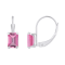 6x4mm Emerald Cut Pink Topaz Rhodium Over 10k White Gold Drop Earrings