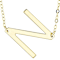 Sideways Initial N Necklace In Solid 14K Yellow Gold 18 Inch
