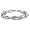 Rhodium Over Sterling Silver Polished and Textured Fancy Link Bracelet