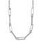 Rhodium Over Sterling Silver Fancy Cubic Zirconia Paperclip Link Necklace