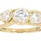 Diamond Simulant Round And Pear Three-Stone Ring In 18K Gold Over
Sterling Silver 2.24ctw