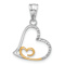 14k Two-tone Gold Diamond-Cut Hearts Pendant
