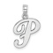 Rhodium Over 14k White Gold Polished Script Letter P Initial Pendant