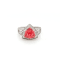 2.98 Cts Rhodochrosite and 0.54 Cts White Diamond Ring in 14K WG