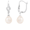 7-7½mm White Cultured Freshwater Pearl and Cubic Zirconia Rhodium Over
Sterling Silver Earrings