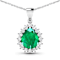 Green Zambian Emerald andWhite Diamond 14K White Gold Pendant with 18
inch Cable Chain 2.85ctw