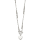 Sterling Silver Polished Heart Charm Fancy Link Necklace