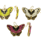 3 Pack Gold Tone White, Yellow and Pink Enamel Butterfly Earrings