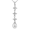 7-8mm Drop White Cultured Freshwater Pearl and CZ Rhodium Over Sterling
Silver Pendant