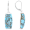 Blue Copper Composite Turquoise Sterling Silver Dangle Earrings 20x10mm