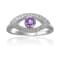 Amethyst with Moissanite Accents Rhodium Over Sterling Silver Evil Eye
Halo Ring