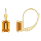 6x4mm Emerald Cut Citrine 10k Yellow Gold Drop Earrings