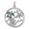 Rhodium Over Sterling Silver Antiqued Round Crystal Sealife Pendant