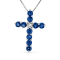 1.33ctw Sapphire and Diamond Cross Pendant in 14k White Gold
