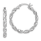 Rhodium Over Sterling Silver Twisted 3.5x30mm Hoop Earrings