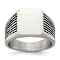 Stainless Steel Polished with Black Enamel Signet Ring