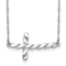 Rhodium Over 14K White Gold Polished Twisted Sideways Cross 17-inch Necklace