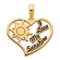14k Yellow Gold I Love My Sunshine in Heart Pendant with Black Epoxy