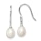 Rhodium Over Sterling Silver 7-8mm White Freshwater Cultured Pearl Cubic
Zirconia Dangle Earrings